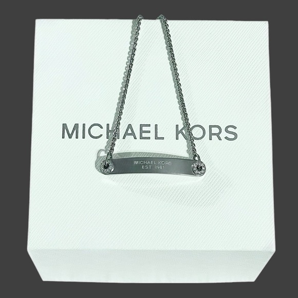 Michael Kors Silver-Tone Logo Plaque Slider Bracelet - Picture 2 of 4